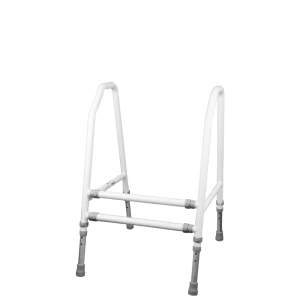 Fritstående toiletstøtte som er højdeindstillelig. Gør det nemt at rejse sig.