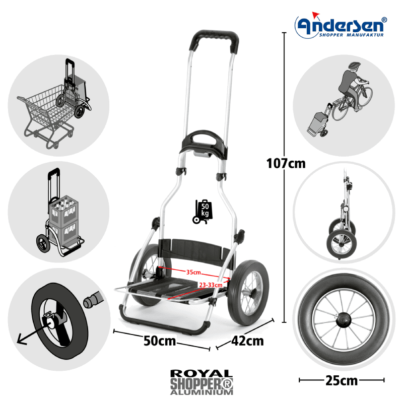 Andersen Royal Shopper Isak – shoppingtrolley med lätt stomme och stora hjul