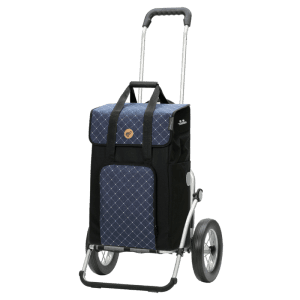 Royal Shoper - indkøbstrolley Isak Blue med store hjul og rummelig taske.