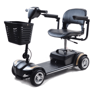Apollo Travel scooter. Letvægtsscooter, med stor og praktisk kurv. Scooteren er nem at adskille.