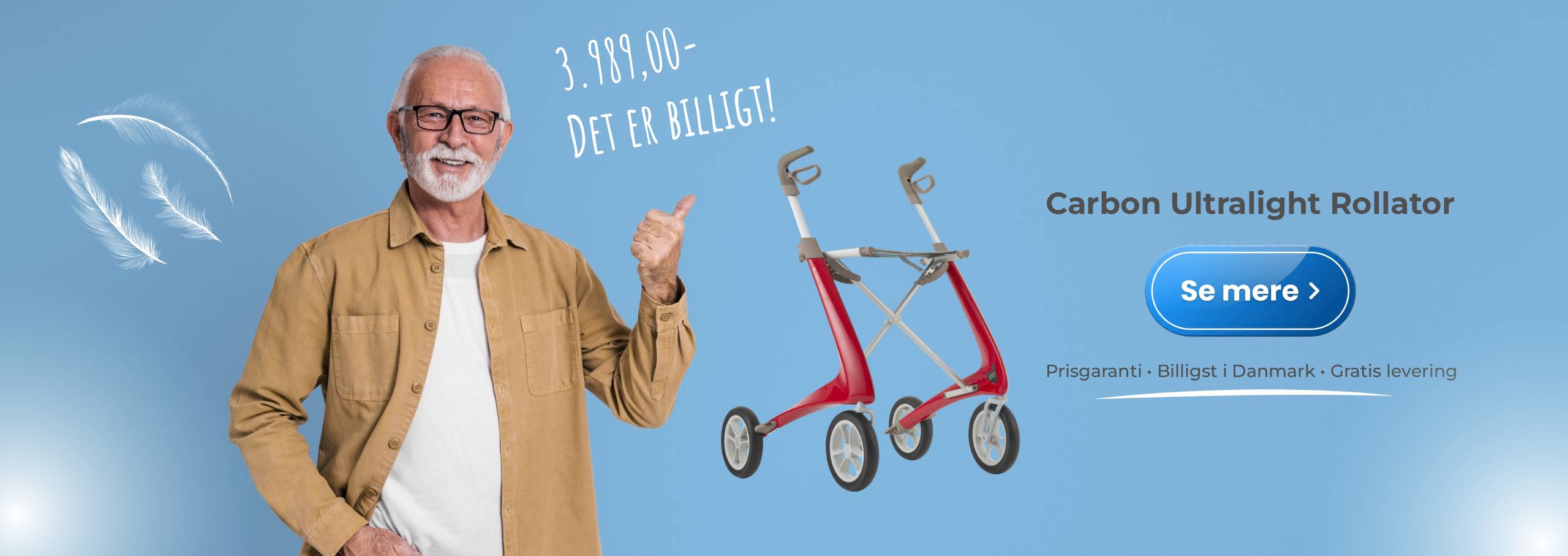 Carbon Ultralight rollator til danmarks bedste pris.